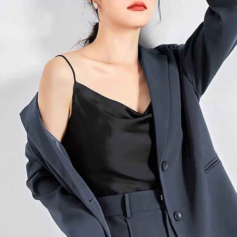 New Women's Silk Satin Tank Top in Avocado Green